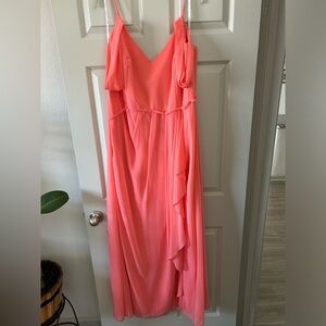 Bright peach colored gown